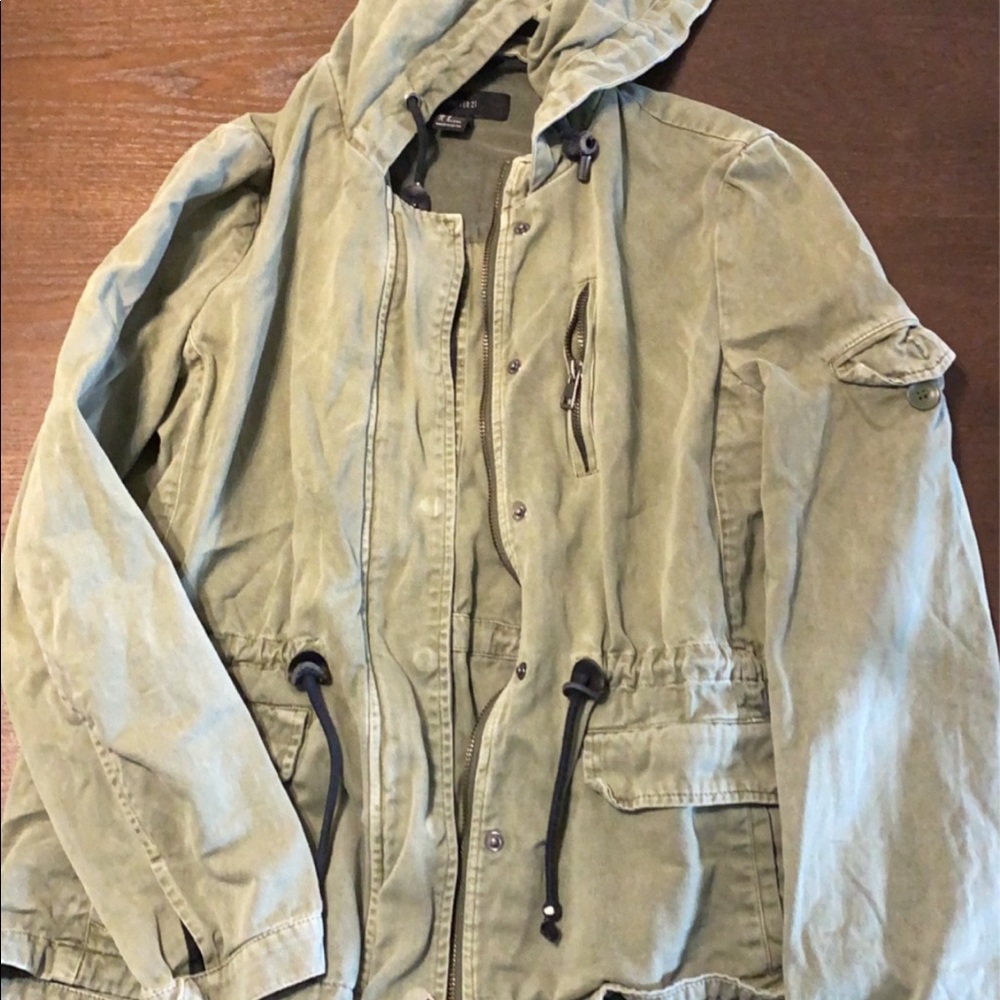 army green zip up jacket